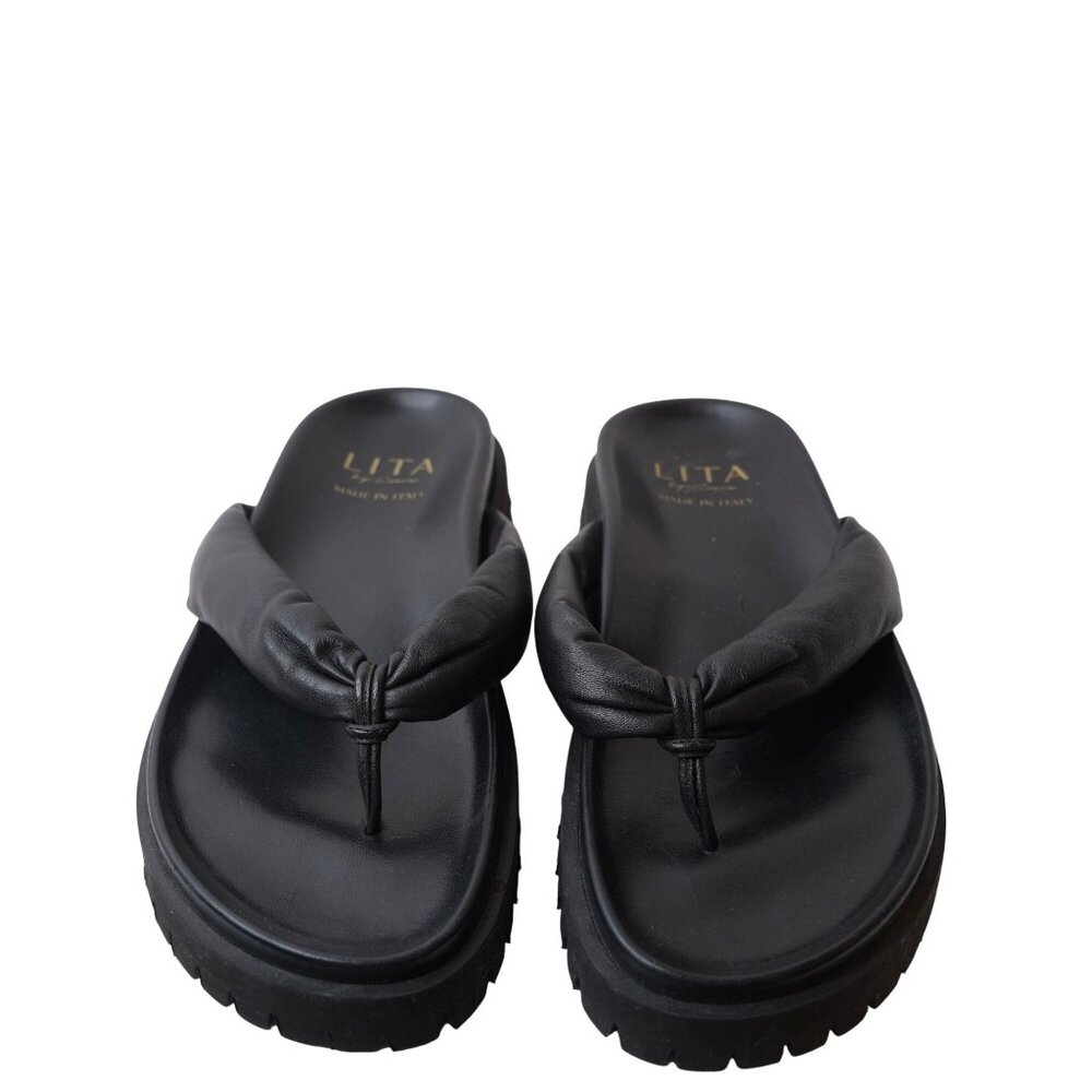 Lita by Ciana Black Flip Flops Lug Sole Sandal Size 8.5